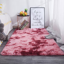 Load image into Gallery viewer, European long hair bedroom carpet bay window bedside mat washable blanket Gradient color living room rug Gray Blue