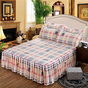 1pc Thickened Sanding Bedspread Wedding Fitted Sheet Cover Soft Non-Slip King Queen Bed Skirt